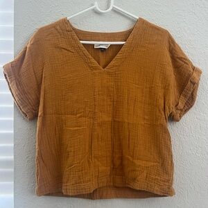 universal thread mustard extra small cropped top